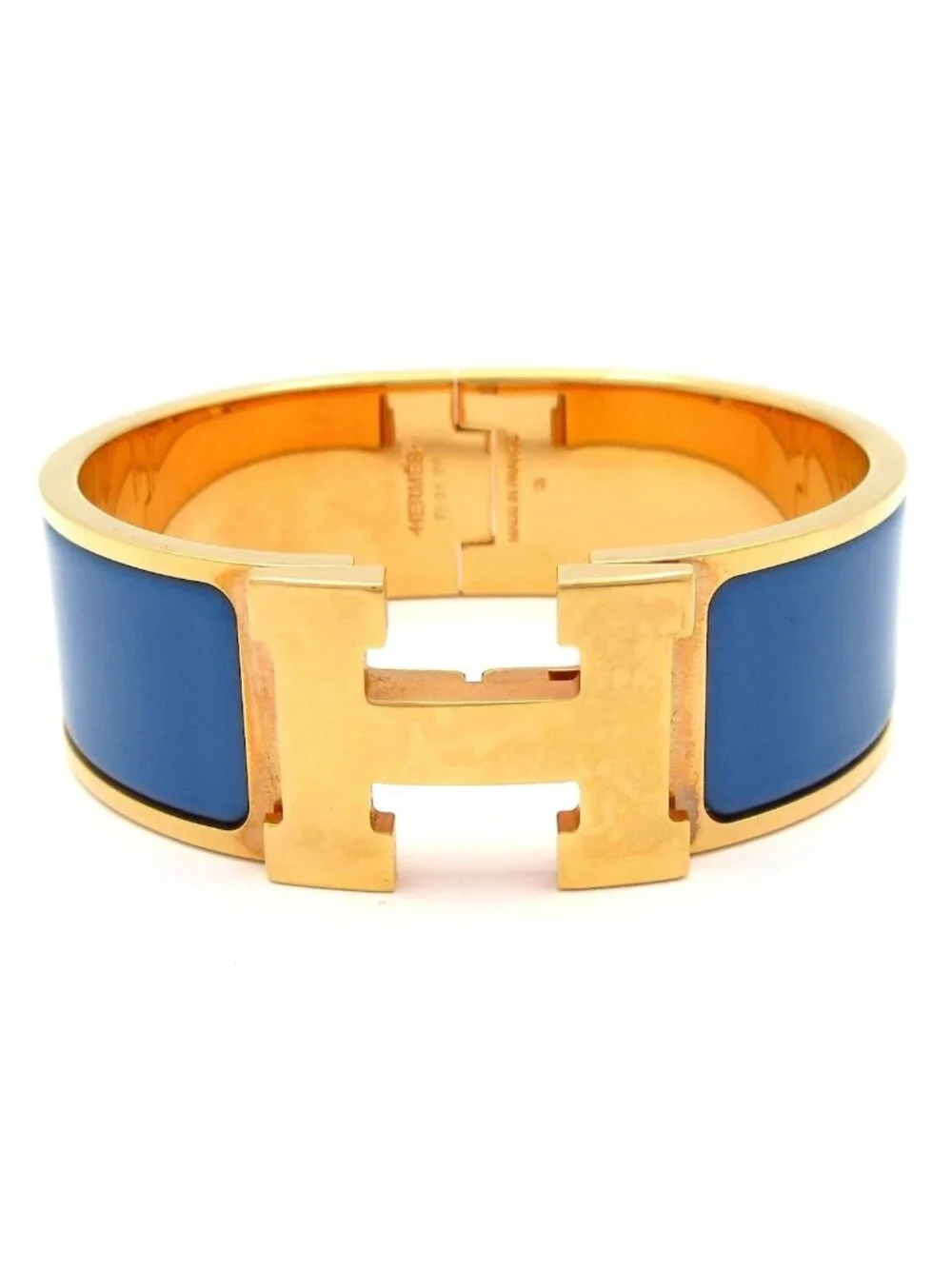 Hermes Bangle Clic Clac Pink Gold Blue Bracelet